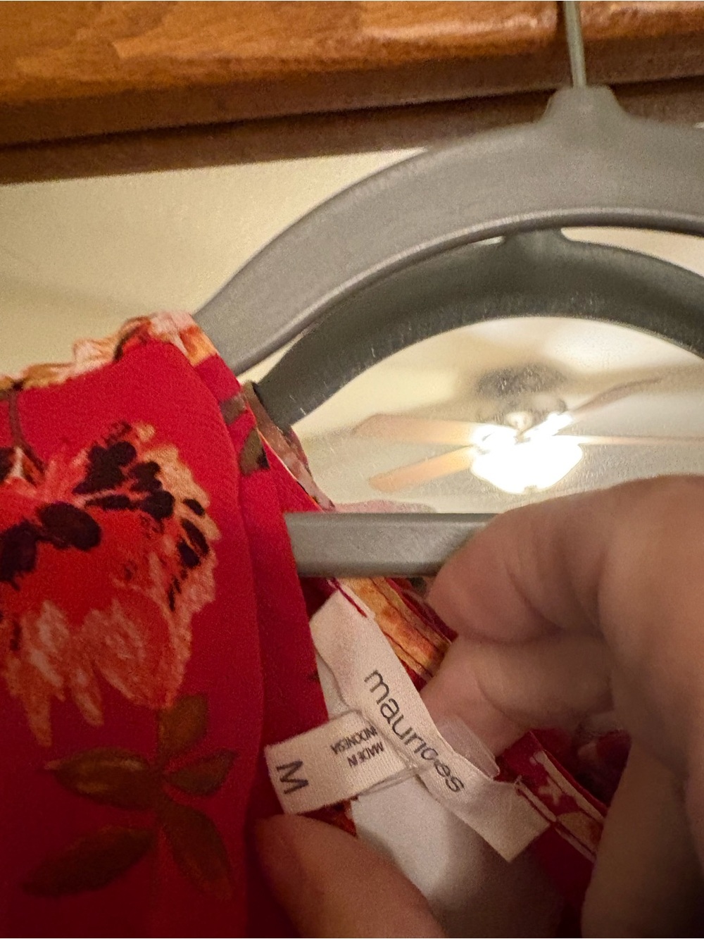 Maurices Vibrant Red Floral Top with Multicolor Blooms